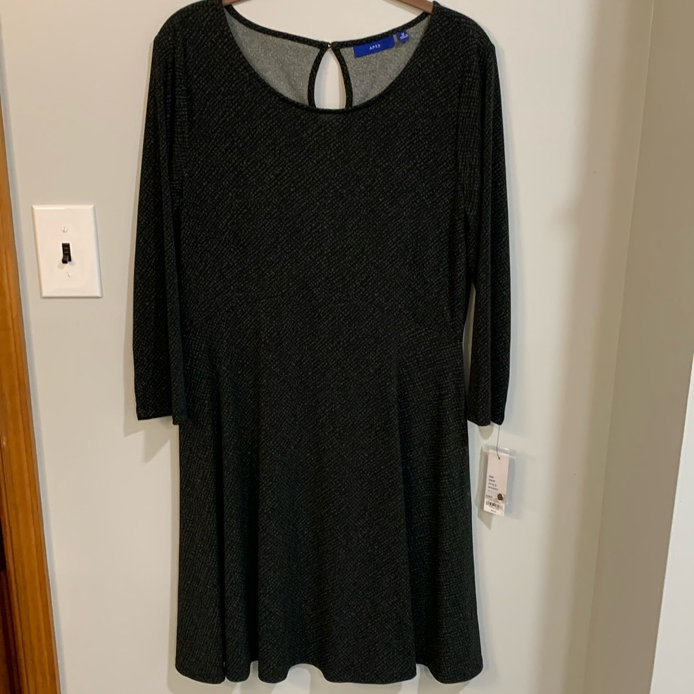 NWT Apt. 9 Whimsigoth Olive & Black Patterned Fit & Flare Midi Dress Size Medium